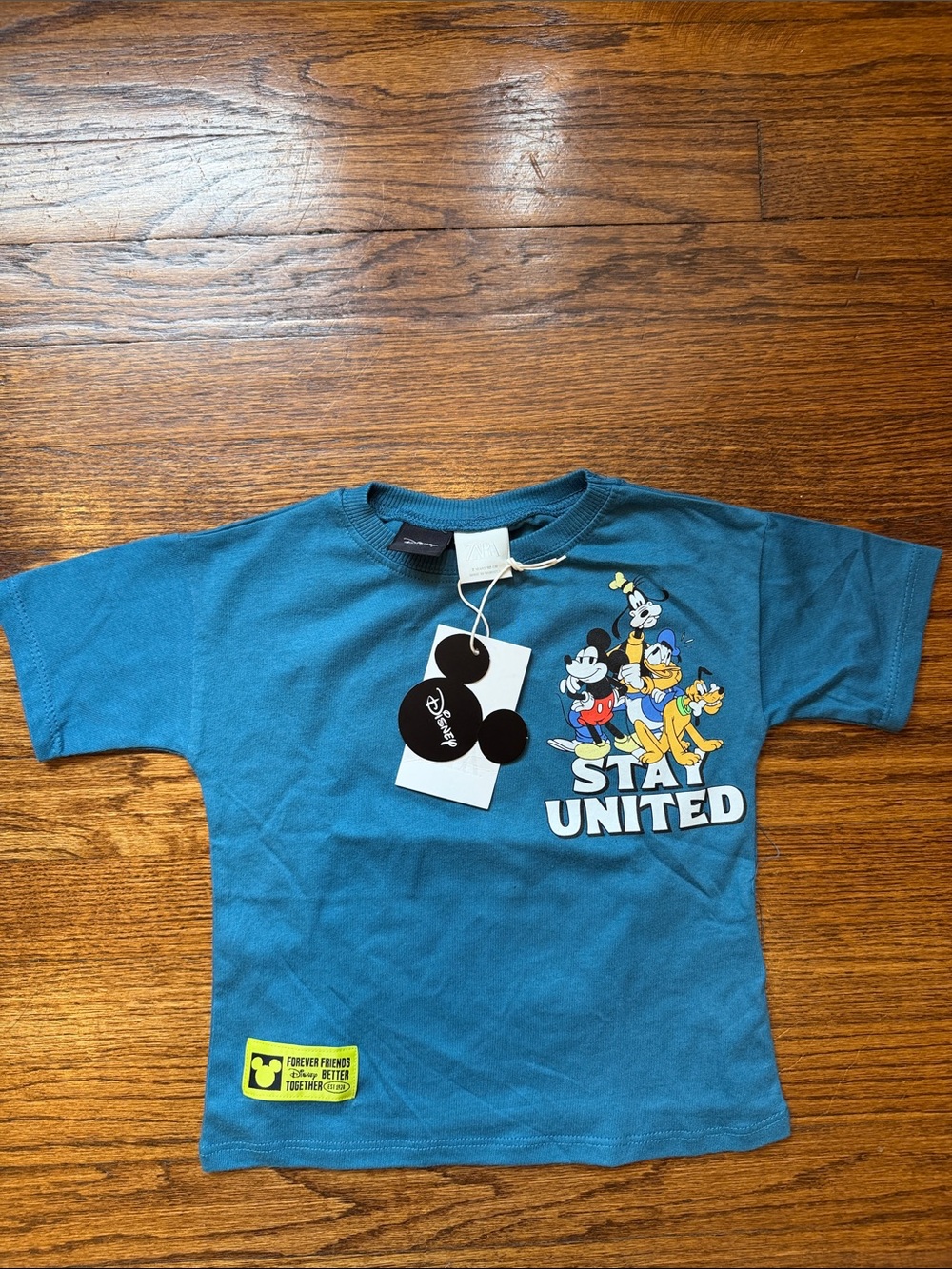 NWT Disney x Zara Kids "Stay United" Mickey & Friends Blue T-Shirt — Size 2